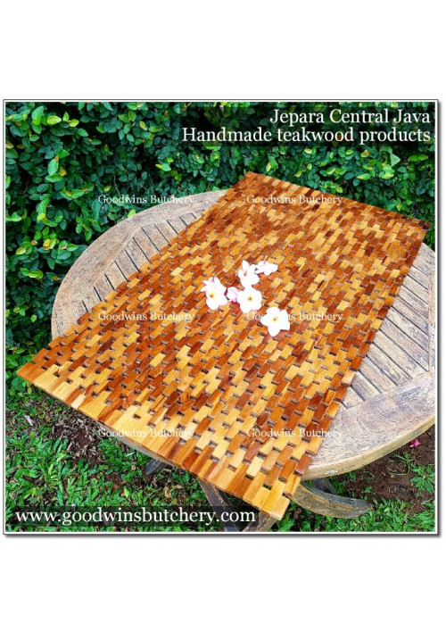 Jepara teakwood FLOOR MAT kesetan kayu jati MEDIUM 80x48x0.8 cm +/- 1.5kg